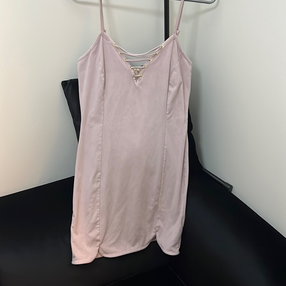Suede pink mini dress